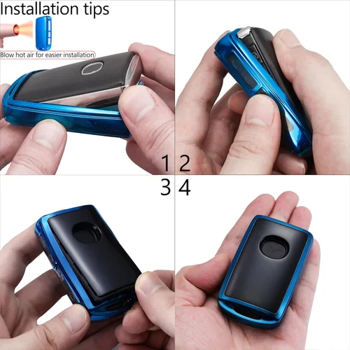 Miniatura 4 de Funda protectora para llavero con llavero de cuero para Mazda 2025 2024 2023 Mazda3 6 CX-30 CX-5 CX-90 (Azul)