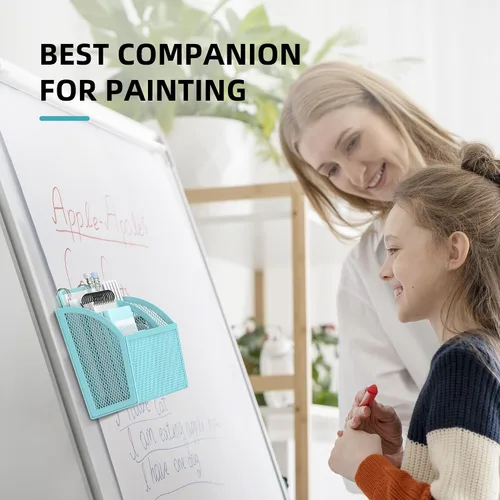 Miniatura 7 de DALTACK Soporte magnético para lápices, estante de malla de 3 rejillas para pizarra blanca, refrigerador y casillero, organizador para el hogar