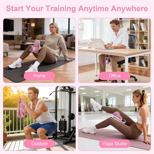 Miniatura 6 de Entrenador de muslos para mujer, 0-70 libras, resistencia ajustable, ejercitador interior de muslo con pantalla LED, dispositivos de reparación Rosa