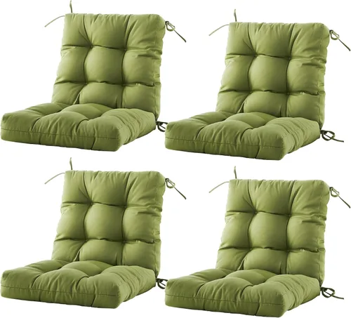 Miniatura 32 de BLISSWALK Cojines para sillas de exteriores, cojín grueso de mimbre con respaldo bajo y lazos para muebles de patio, 40 pulgadas de largo x 20 Beige
