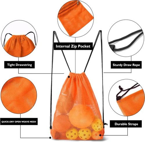 Miniatura 58 de GSE Games & Sports Expert Bolsa de malla con cordón para béisbol, pelotas de pickleball, pelotas de golf, gimnasio, equipo de natación, lavandería