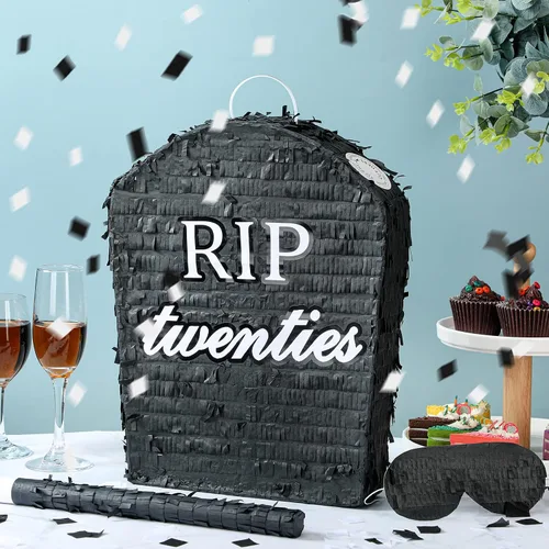 Miniatura 4 de Sratte 4 Piñatas Rip Twenties de 10 x 14.8 x 2.7 pulgadas, Piñata funeraria de la muerte a mis 20 para hombres y mujeres, fiesta de cumpleaños