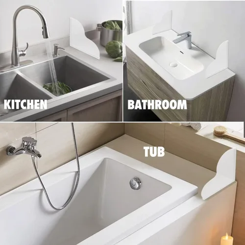 Miniatura 4 de Protector de salpicaduras de bañera extraíble, paquete de 2 protectores contra salpicaduras de agua para bañera, base de silicona y protectores