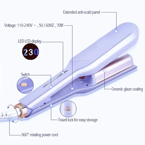 Miniatura 5 de Rizador de pelo de doble barril, rizador de pelo de 1.25 pulgadas (1.260 in), rizador de pelo ondulado de 2 barriles, rizador de cabello ondulado