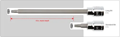 Miniatura 4 de TEKTON - Llave de vaso de bits Torx T50 de impulsión de 3/8 pulgadas larga SHB14450