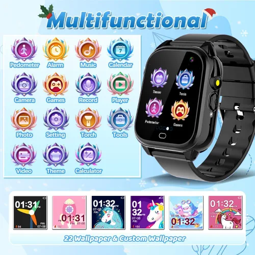 Miniatura 3 de Reloj inteligente impermeable para niños de 3 a 12 años de edad niños niñas, juguetes con 26 juegos, cámara de video, podómetro, reproductor