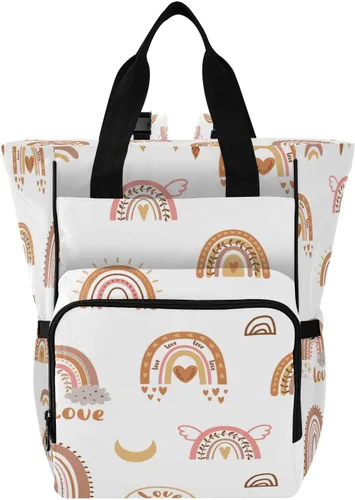 Mochila de pañales boho arco iris, bolsa de mamá, mochila multifuncional para pañales, mochila de viaje, gran capacidad