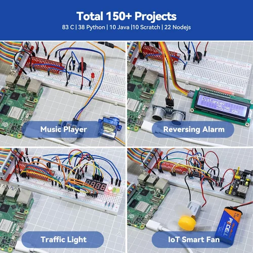 Miniatura 6 de SunFounder Da Vinci Kit de inicio para Raspberry Pi 5 4B 3B B+ 400, Zero 2 W, Python C Java Scratch Node.js, tutoriales en línea y cursos en video