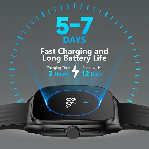 Miniatura 6 de SOUYIE Smart Watch with SOS, 1.85" AMOLED Display Fitness Tracker, Heart Rate Blood Oxygen Sleep Monitor for Men Women, IP68 Waterproof Sport Watch