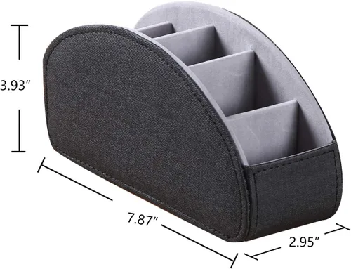 Miniatura 2 de Ayunga Soporte de control remoto de piel sintética, organizador remoto de TV con 5 compartimentos, mesita de noche y organizador de suministros