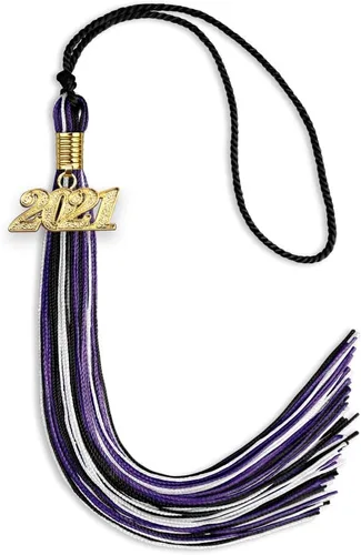 Miniatura 67 de Endea Graduation Borla mixta de triple color con gota de fecha dorada (negro/dorado/blanco, 2021)