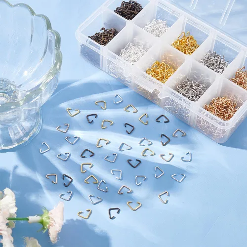 Miniatura 5 de PH PandaHall Anillos de salto abiertos triangulares, 1600 unidades, 5 colores, conectores colgantes de hierro a granel para aretes, pulseras