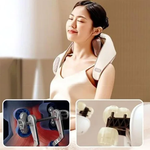 Miniatura 2 de Goletsure Masajeador de cuello y hombros, masajeador Shiatsu de cuello y espalda con calor, almohada de amasamiento 5D de tejido profundo, masaje