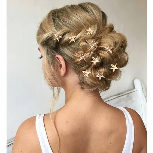 Miniatura 6 de 20 pinzas para el cabello de estrella, pinzas de pelo en espiral de estrella dorada, horquillas de novia, pinzas trenzadas vintage para boda