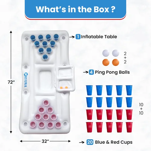 Miniatura 3 de NAYUNA Flotante con enfriador y 20 tazas de fiesta, mesa de billar inflable, fiesta de verano, juegos de piscina, accesorios para adultos, flotador