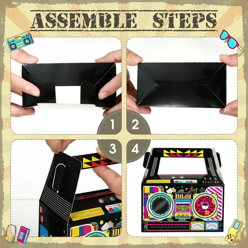 Miniatura 3 de Zonon 24 Piezas Cajas de Favores de Fiesta de los 80s Cajas Boom Novedosas de los 90s Decoración de Fiesta Regalo Dulces Golosinas para Centros