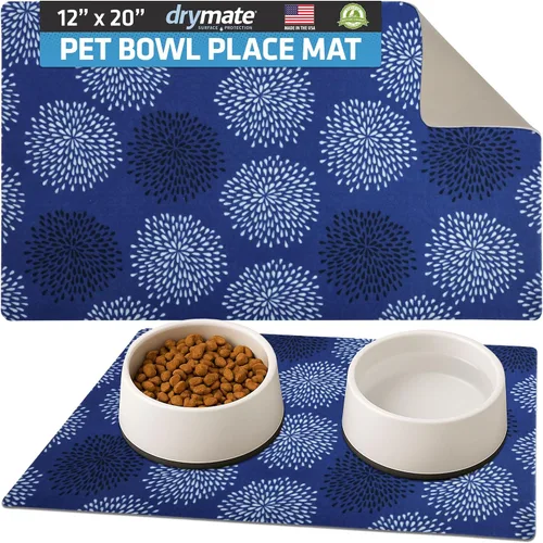 Miniatura 17 de Drymate Mantel individual con tazón para mascotas, tapete de alimentación para perros y gatos, tela absorbente, respaldo impermeable, Madera
