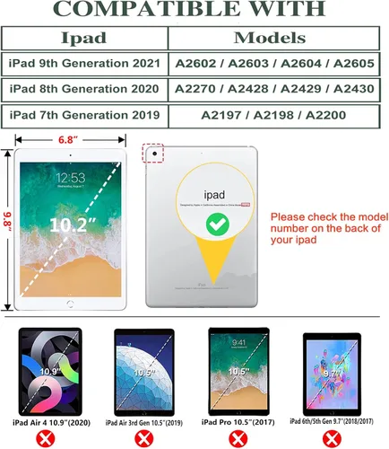 Miniatura 2 de Vimorco Funda para iPad de 9ª/8ª/7ª generación de 10.2 pulgadas, para iPad Pro de 10.5 pulgadas, para iPad Air de 3ª generación con soporte