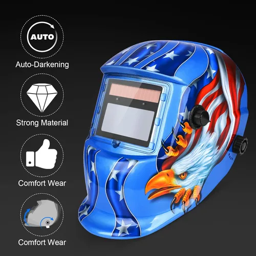 Miniatura 7 de Casco de Soldadura con Oscurecimiento Automático de Color Verdadero con Rango de Sombra Ajustable 4/9-13 para Máscara de Soldador TIG MIG ARC Azul