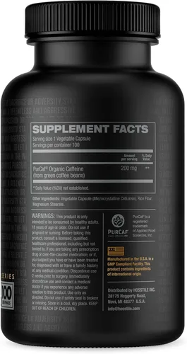 Miniatura 5 de HOSSTILE PurCaf Cápsulas de cafeína orgánica, suplemento energético natural, sin choques ni nerviosismo, enfoque y energía antes del entrenamiento
