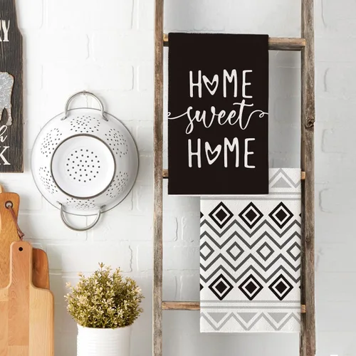 Miniatura 3 de Artoid Mode Toallas de Cocina Rayas Negras Home Sweet Home Boho Halloween Toallas de Platos, 18x26 Pulgadas Toallas de Mano de Decoración