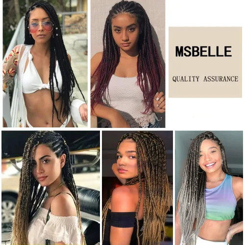 Miniatura 7 de Cabello para trenzar preestirado plateado, 20 pulgadas, 6 paquetes de extensiones de cabello trenzado Ombre preestiradas para mujeres, fibra