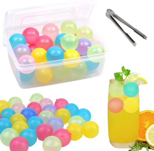 Miniatura 9 de BYTTME Cubos de hielo reutilizables con tapa y contenedor, paquete de 60 cubos de plástico para bebidas, libres de BPA, cubos de hielo reutilizables