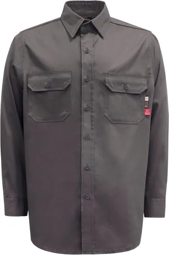 Miniatura 9 de KONRECO Camisas FR para hombre, resistentes al fuego, camisa de trabajo con botones, 100% algodón, 6.5 onzas, camisas de soldadura ligeras