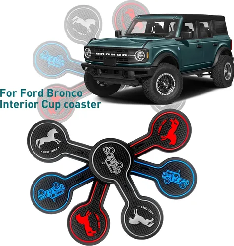 Miniatura 7 de Portavasos para automóvil compatible con Ford Bronco Offroad 2021-2025, posavasos decorativos de silicona para automóvil, accesorios para automóvil