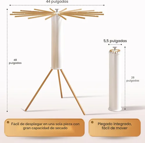 Miniatura 3 de Trípode plegable para secado de ropa, madera de haya y soporte de lavandería portátil, colgador plegable que ahorra espacio con 16 brazos