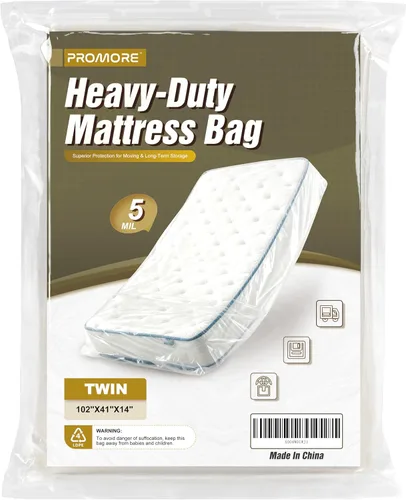 Miniatura 10 de Bolsa de colchón de plástico para mudanza o almacenamiento, tamaño individual/individual XL (1.5 mil), fundas protectoras de colchón impermeables