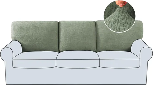 Miniatura 15 de H.Versailtex 2025 Fundas de sofá Jacquard para sofá de 3 cojines, 1 pieza de fundas elásticas para sofá, protector de muebles antideslizante, suave