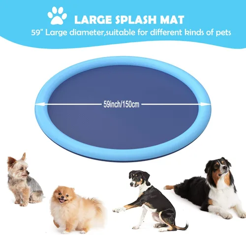 Miniatura 2 de Almohadilla de aspersor para perros y niños, piscina gruesa de 59 pulgadas con aspersor, tapete de agua para jugar al aire libre, juguetes