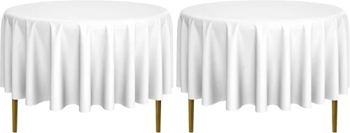 Miniatura 34 de Lann's Linens - Mantel redondo de poliéster de primera calidad de 90" para bodas/banquetes/restaurantes - Mantel de tela de poliéster - Azul bebé