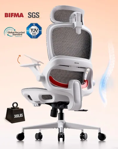 Miniatura 5 de SIHOO Silla de oficina B100, silla de oficina ergonómica sin reposapiés, silla de computadora con reposacabezas ancho y soporte lumbar adaptativo