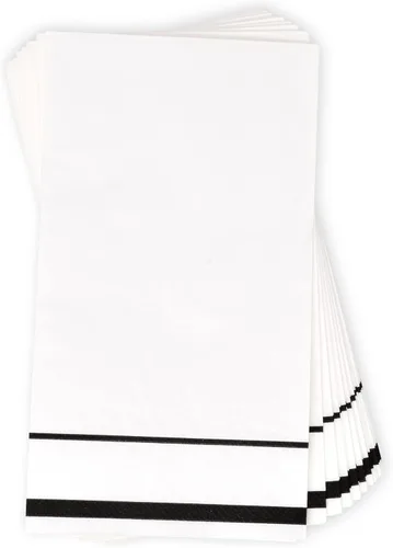 Miniatura 5 de Gift Boutique Paquete de 100 Servilletas de Invitados Forradas con Ribete Negro de Papel Desechable Elegante Servilleta de Mano para Cena Baño Boda