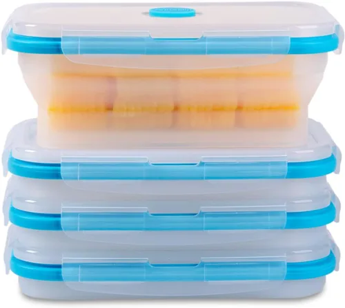 Miniatura 21 de Recipientes plegables extra grandes para almacenamiento de alimentos con tapa y ventilación de aire, 58 oz, paquete de 4, recipiente plegable XL