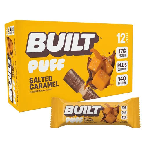 Miniatura 15 de Built Puffs - Barras de proteínas de 12 unidades, barras energéticas altas en proteínas, colágeno, sin gluten, cubiertas de chocolate, bajas