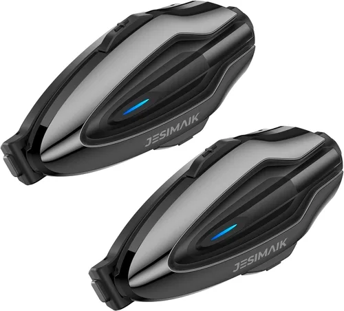 Miniatura 10 de JESIMAIK Auriculares Bluetooth para casco de motocicleta, sistema de comunicación de casco de malla para 10 jinetes, soporte magnético antirrobo