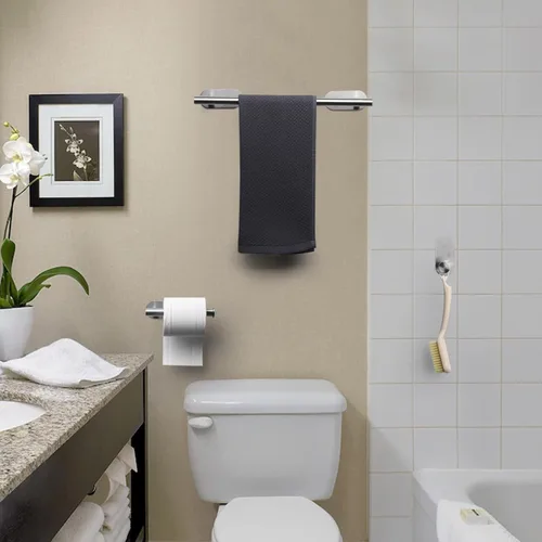 Miniatura 5 de JiGiU Toallero autoadhesivo, el juego de accesorios de baño incluye barra de toalla de baño de 16 pulgadas, soporte de papel higiénico y anillo