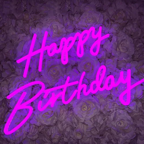 Miniatura 2 de Letrero de neón grande con texto en inglés «Happy Birthday» de «Happy Birthday» para decoración de pared, letrero LED para fiesta de cumpleaños