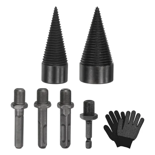 Miniatura 15 de M METERXITY Paquete de 1 broca divisora de madera de 1.260 in + 4 asas (cuadrada+redonda+vástago hexagonal+hexagonal pequeño) broca divisor de leña