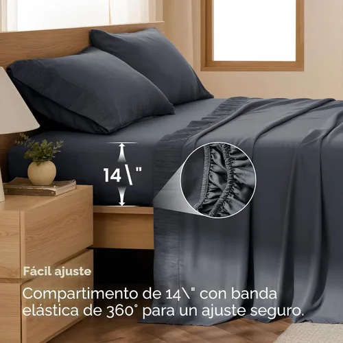 Miniatura 4 de Bedsure Juego de sábanas California King, 4 piezas, sábanas suaves California King, transpirables y refrescantes, lujo de hotel, ropa de cama de 01