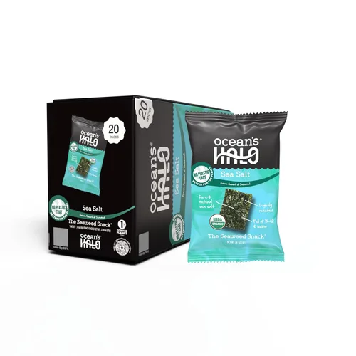 Miniatura 9 de Ocean's Halo Snacks de algas orgánicas – Cebolla Maui, sin bandeja, veganos, crujientes salados, paquete de 20 (0.14 onzas cada uno)