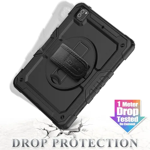 Miniatura 7 de SEYMAC stock Funda para iPad Pro de 12.9'' 2022/2021/2020/2018 con protector de pantalla giratorio 360 y correa de mano, funda a prueba de caídas
