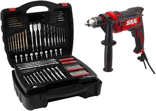Skil Taladro de martillo con cable de 7.5 amperios de 1/2 pulgada con juego de 100 brocas con velocidad variable - HD182002