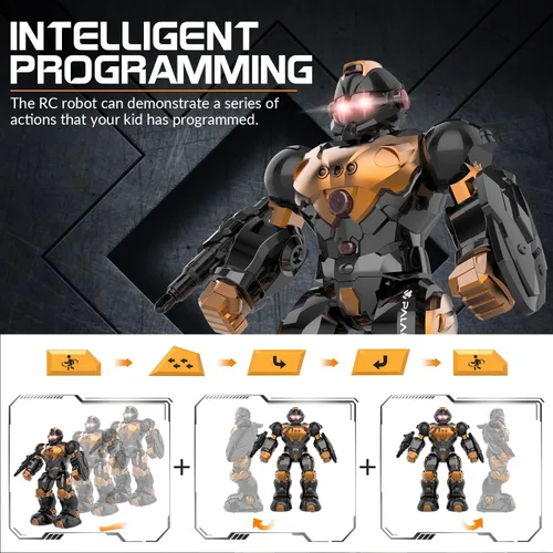 Miniatura 4 de STEMTRON Juguetes Robot para Niños, Robot de Control Remoto Programable con Detección Inteligente de Gestos, Recarga, Modo de Canto y Baile, Marrón
