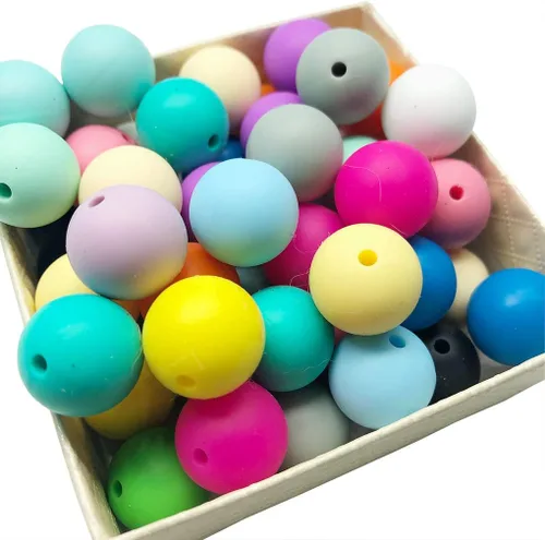 Miniatura 4 de Cuentas de silicona DIY de 0.472 in, 100 cuentas de silicona para hacer joyas