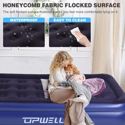 Miniatura 3 de UPWELL Colchón de aire inflable de tamaño individual con bomba incorporada Cama hinchable de confort Fácil y rápido de montar Soporte fuerte Dura