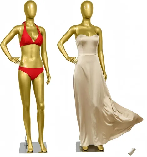 Miniatura 12 de Forma de maniquí femenino de cuerpo completo de plata brillante de 70.8 pulgadas, brazos giratorios desmontables de 360° con base de metal Plateado